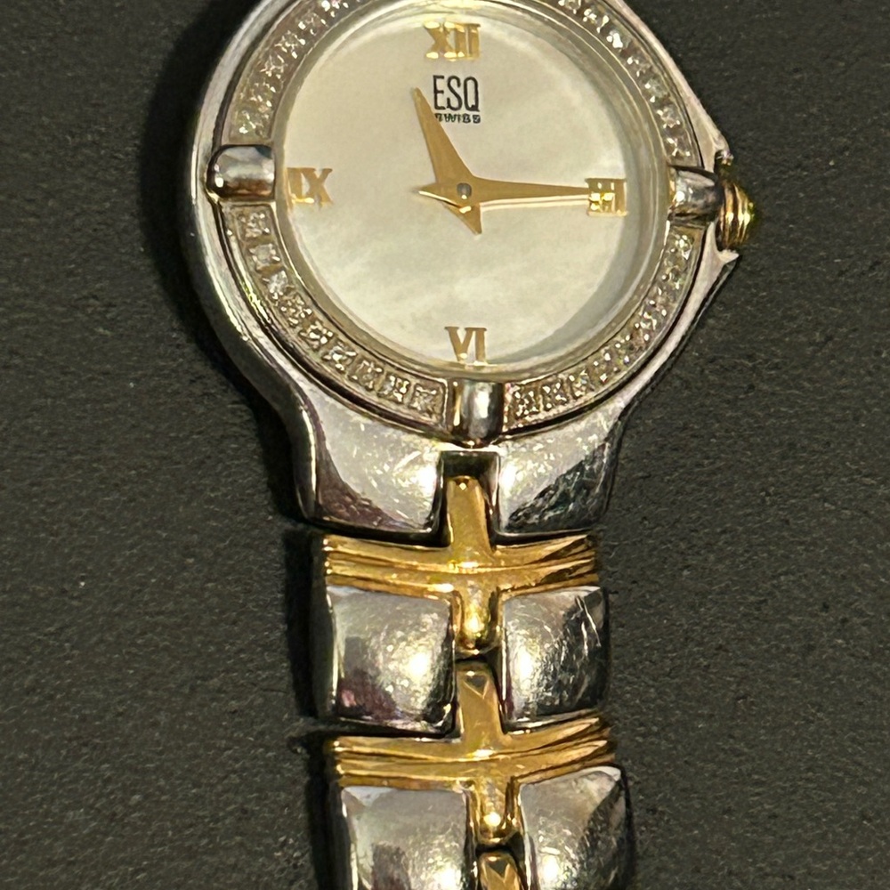 Elegant Silver and Gold Two-Tone Watch with diamond Bezel